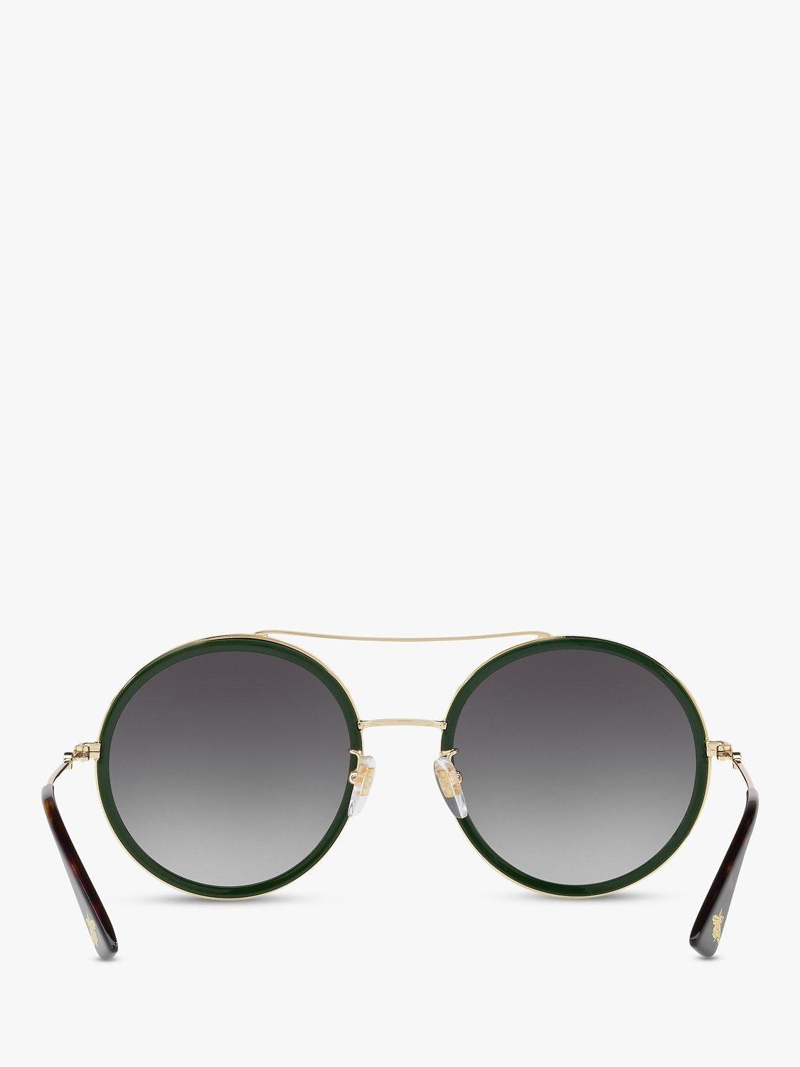 Gucci GG0061S Women's Polarised Round Sunglasses, Gold/Grey Gradient