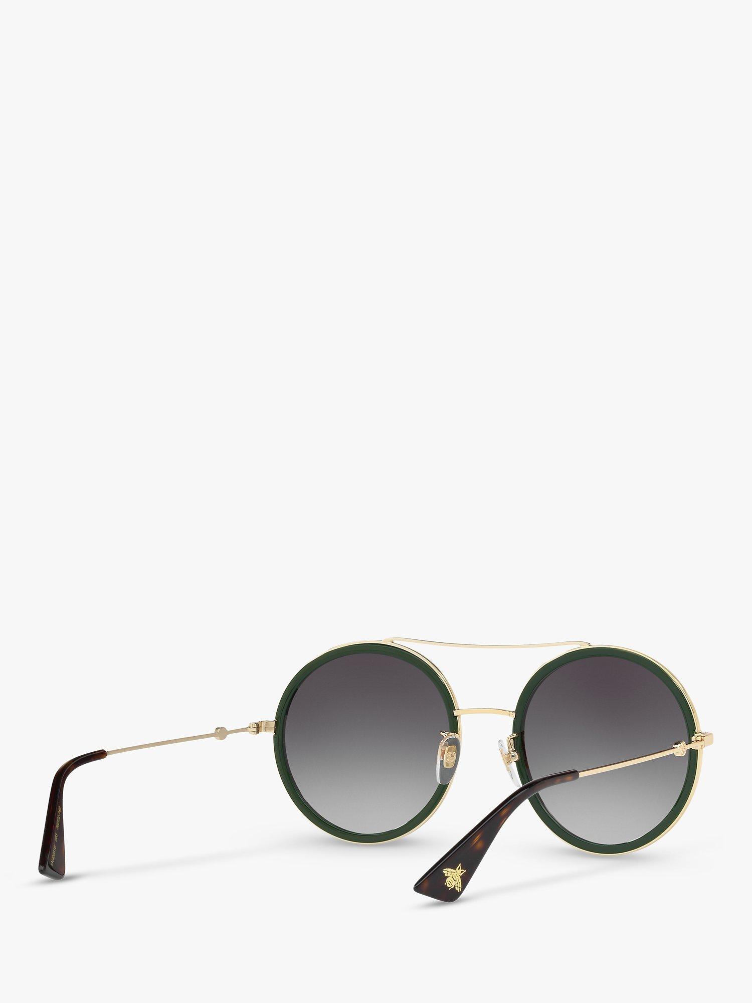 Gucci GG0061S Women's Polarised Round Sunglasses, Gold/Grey Gradient