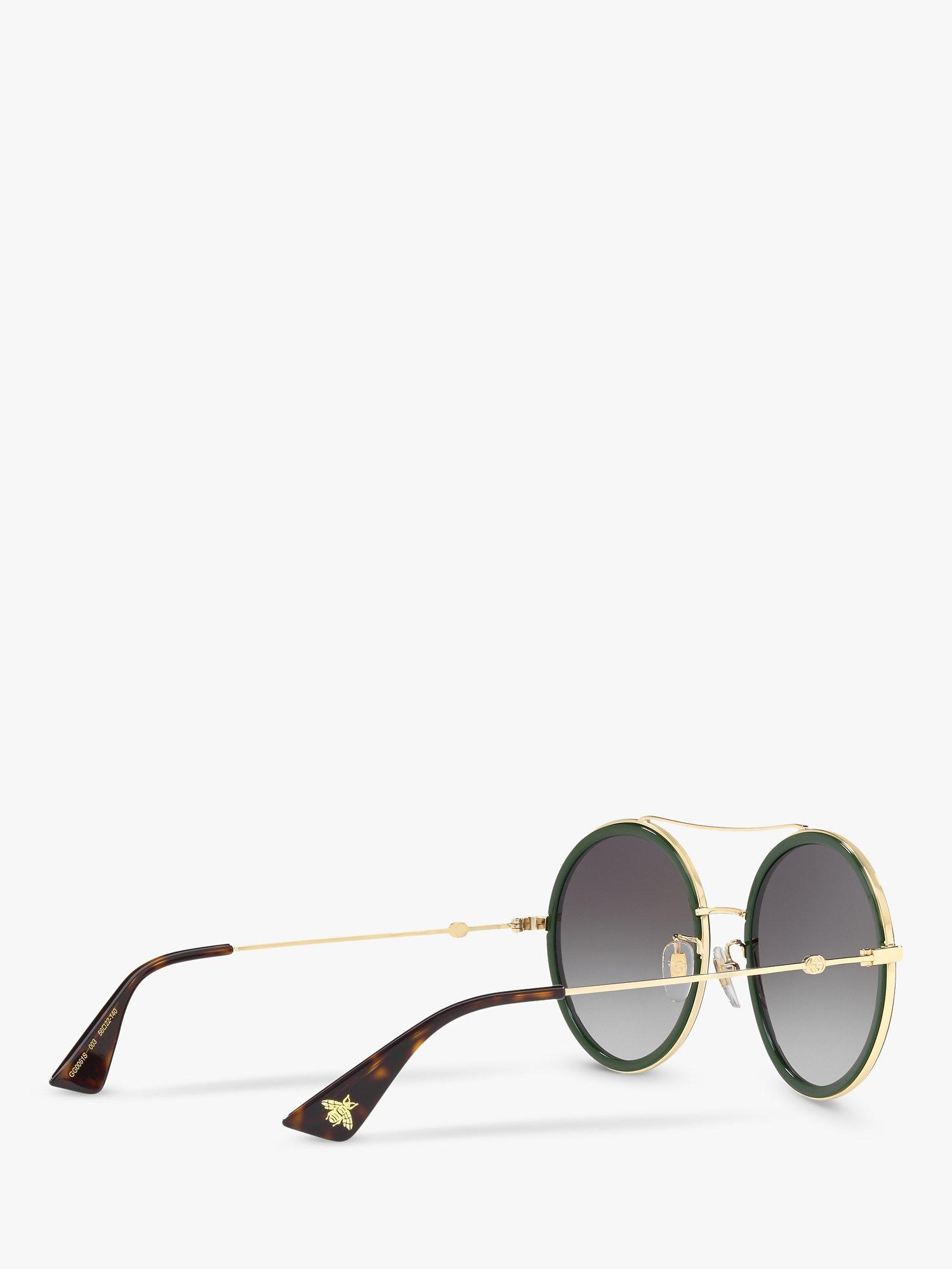 Gucci GG0061S Women's Polarised Round Sunglasses, Gold/Grey Gradient