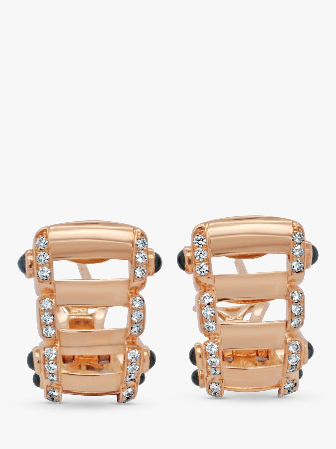 Product image 2 of 3, which shows Milton & Humble Jewellery Pre-Loved Patek Philippe 18ct Rose Gold Sapphire & Diamond Hoop Earrings