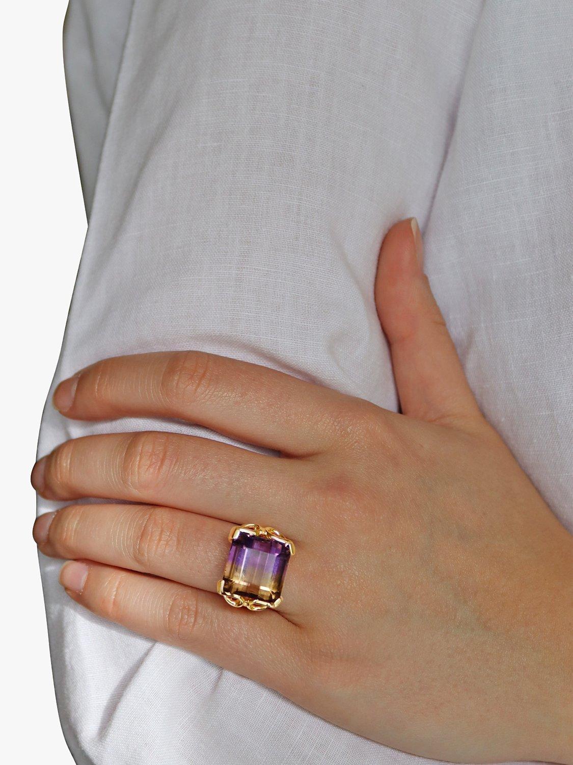 Product image 1 of 5, which shows Milton & Humble Jewellery Pre-Loved 14ct Yellow Gold Ametrine Cocktail Ring, Dated Edinburgh Circa 1970s