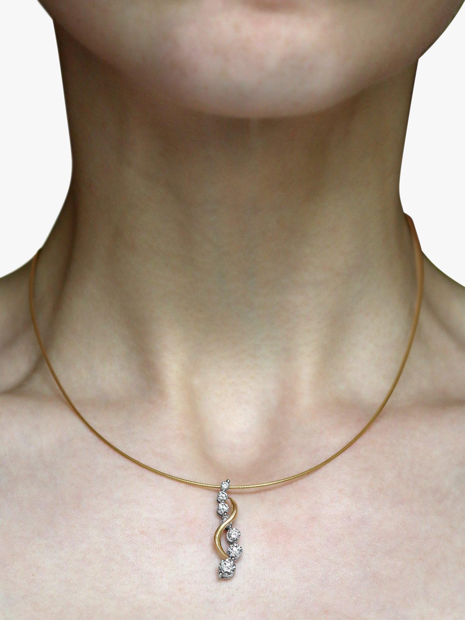 Product image 1 of 3, which shows Milton & Humble Jewellery Pre-Loved Journey 14ct Yellow and White Gold Diamond Twist Pendant Necklace