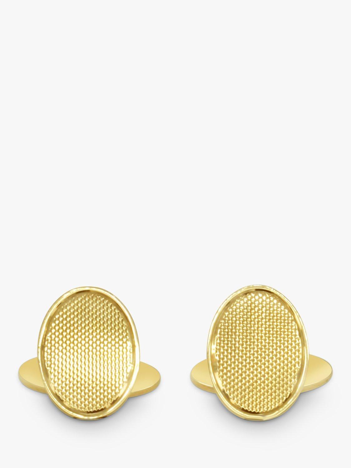 Product image 1 of 4, which shows Milton & Humble Jewellery Pre-Loved 18ct Yellow Gold Oval Cufflinks, Birmingham 1976