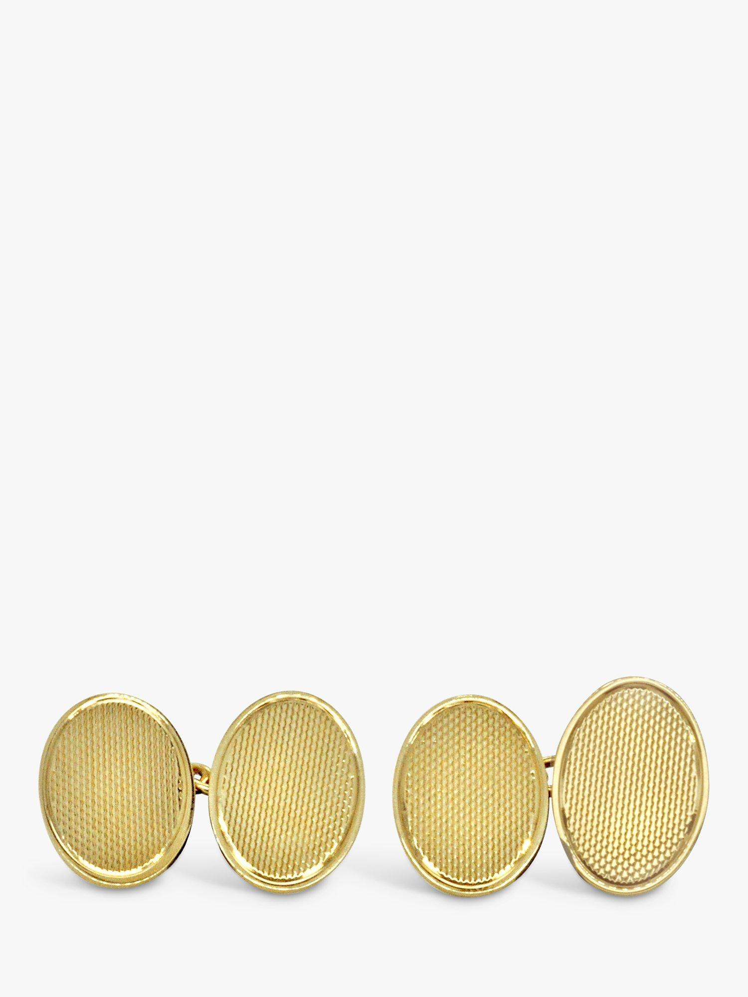 Product image 2 of 4, which shows Milton & Humble Jewellery Pre-Loved 18ct Yellow Gold Oval Cufflinks, Birmingham 1976