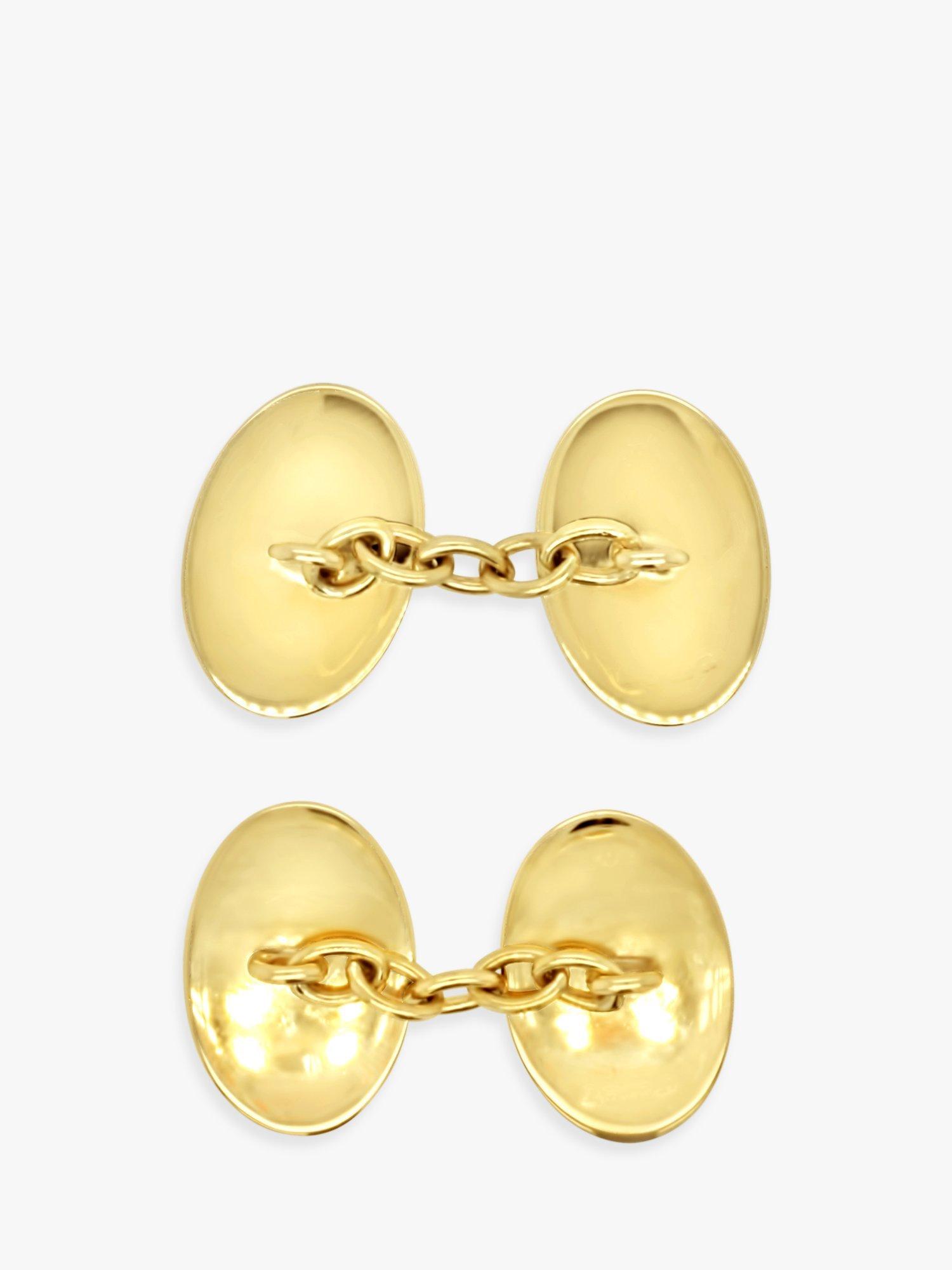 Product image 3 of 4, which shows Milton & Humble Jewellery Pre-Loved 18ct Yellow Gold Oval Cufflinks, Birmingham 1976