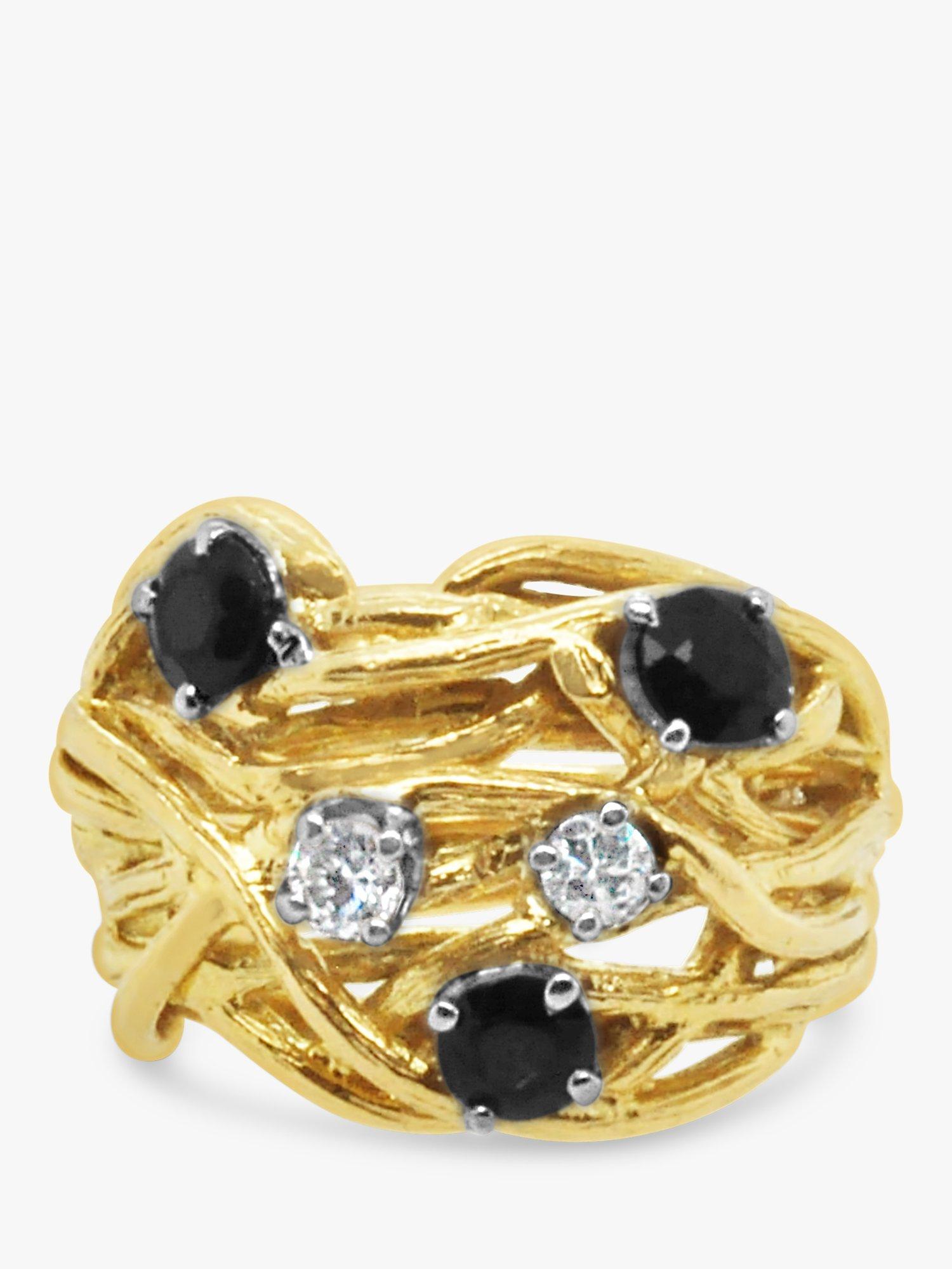 Product image 2 of 4, which shows Milton & Humble Jewellery Pre-Loved 18ct Yellow & White Gold Sapphire & Diamond Branch Ring, Dated London 1964-65