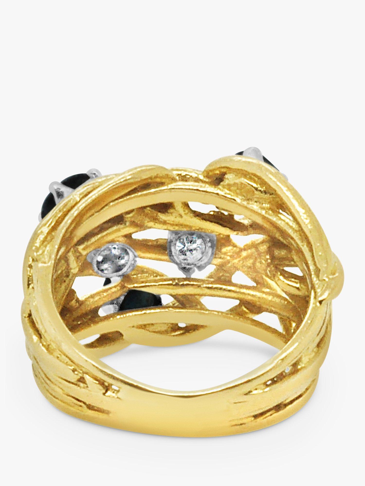 Product image 4 of 4, which shows Milton & Humble Jewellery Pre-Loved 18ct Yellow & White Gold Sapphire & Diamond Branch Ring, Dated London 1964-65