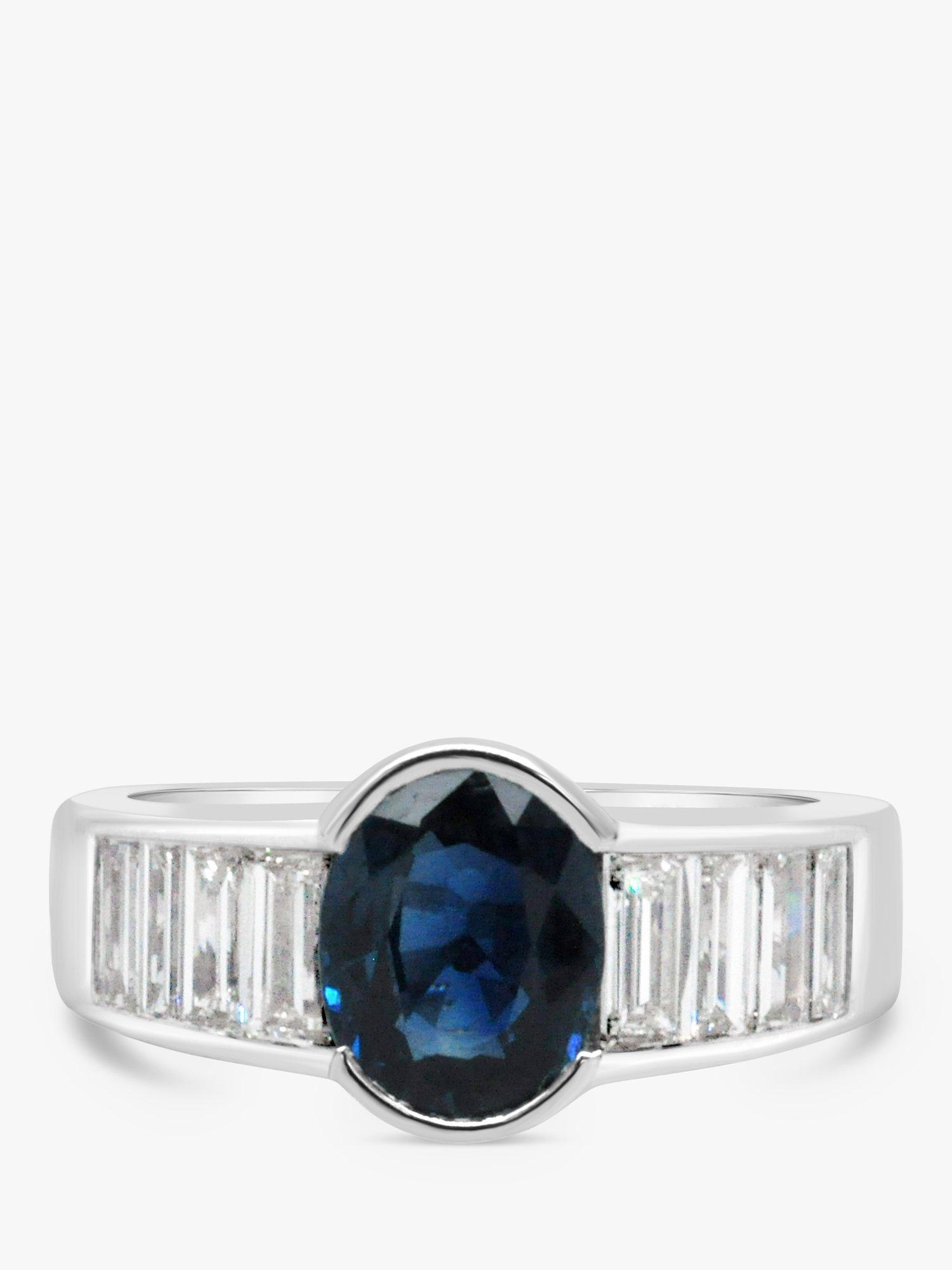 Product image 1 of 4, which shows Milton & Humble Jewellery Pre-Loved 18ct White Gold Sapphire & Diamond Cocktail Ring