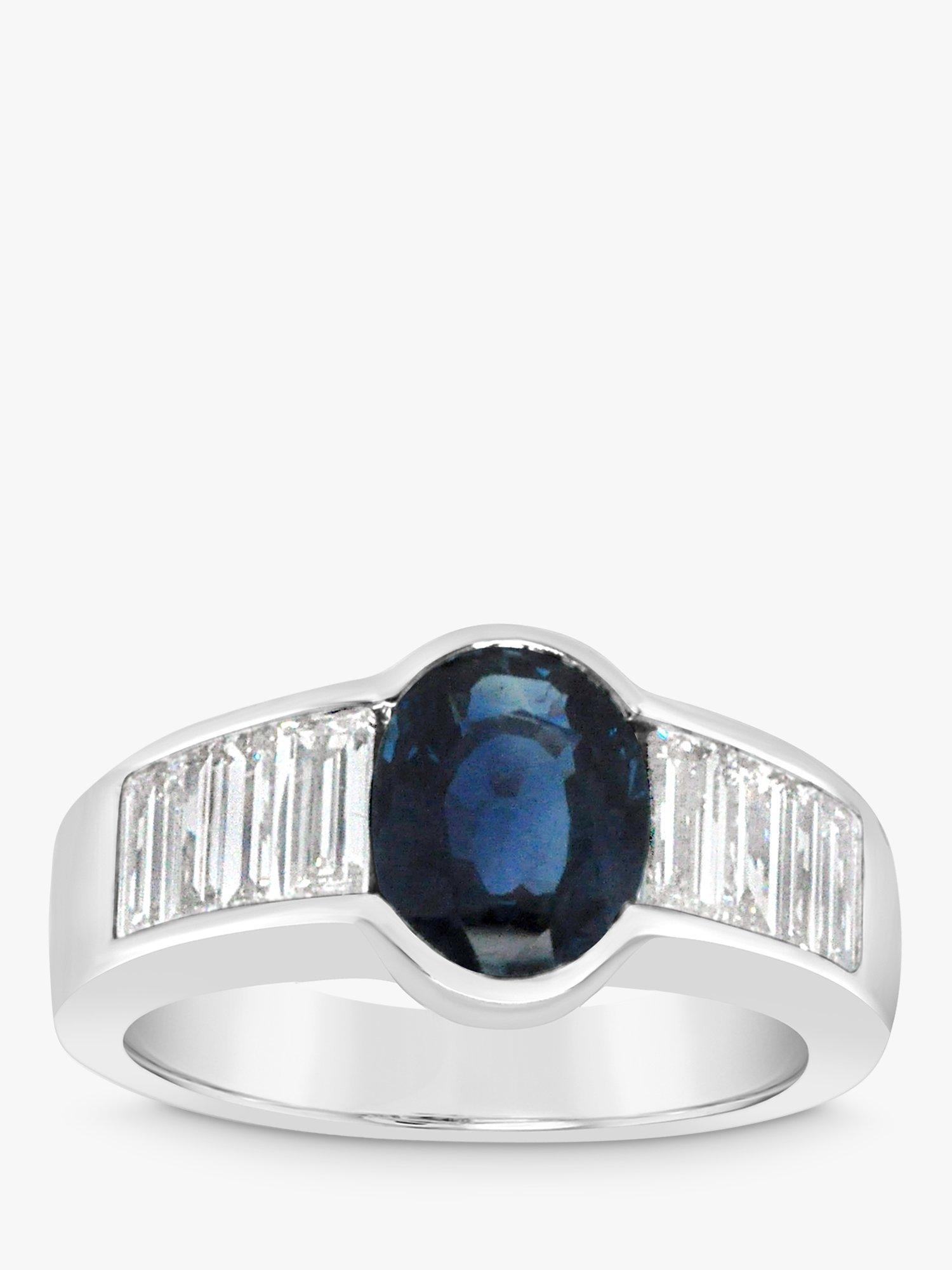 Product image 3 of 4, which shows Milton & Humble Jewellery Pre-Loved 18ct White Gold Sapphire & Diamond Cocktail Ring