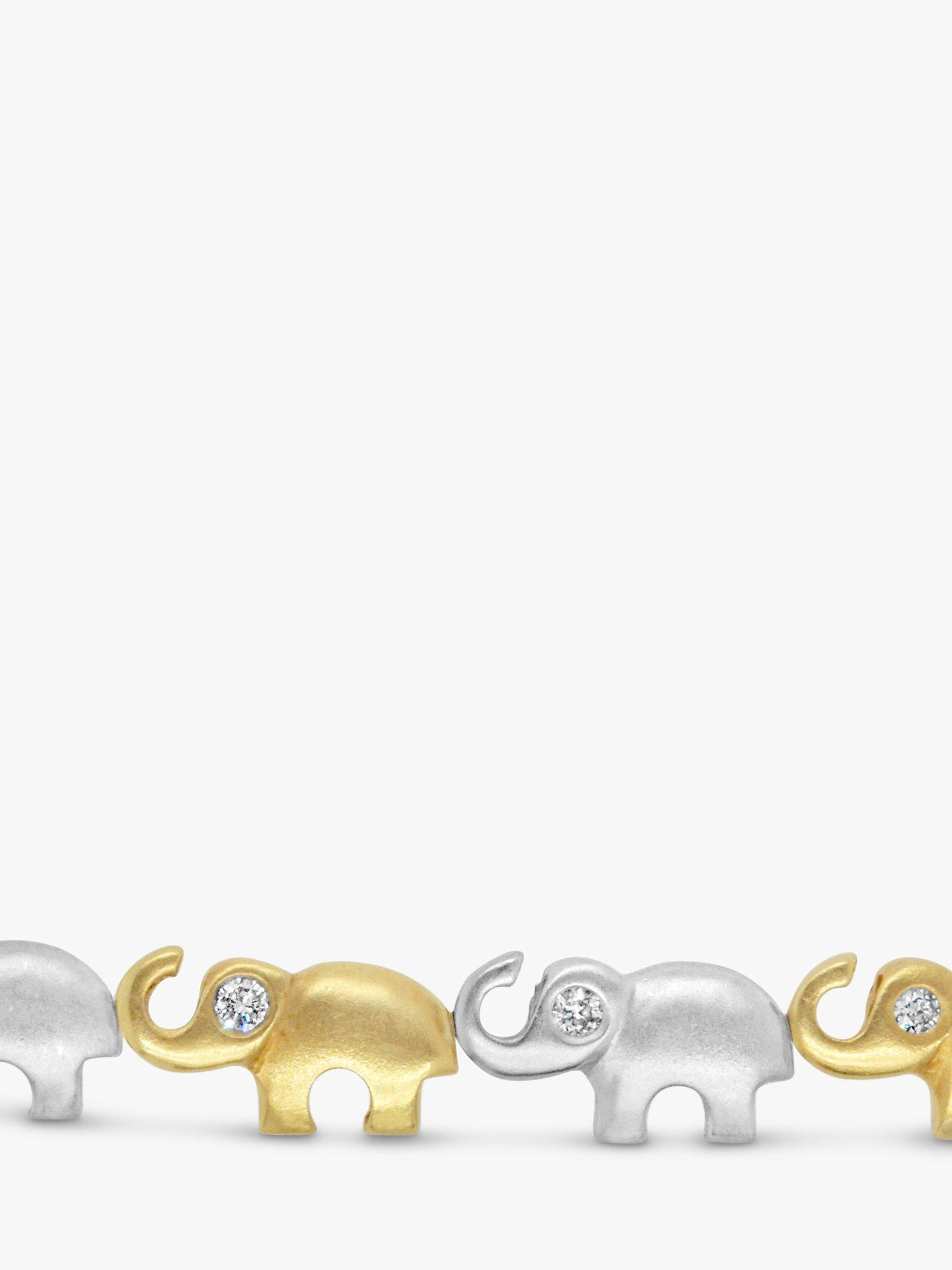 Product image 2 of 3, which shows Milton & Humble Jewellery Pre-Loved 9ct White & Yellow Gold Diamond Elephant Chain Bracelet