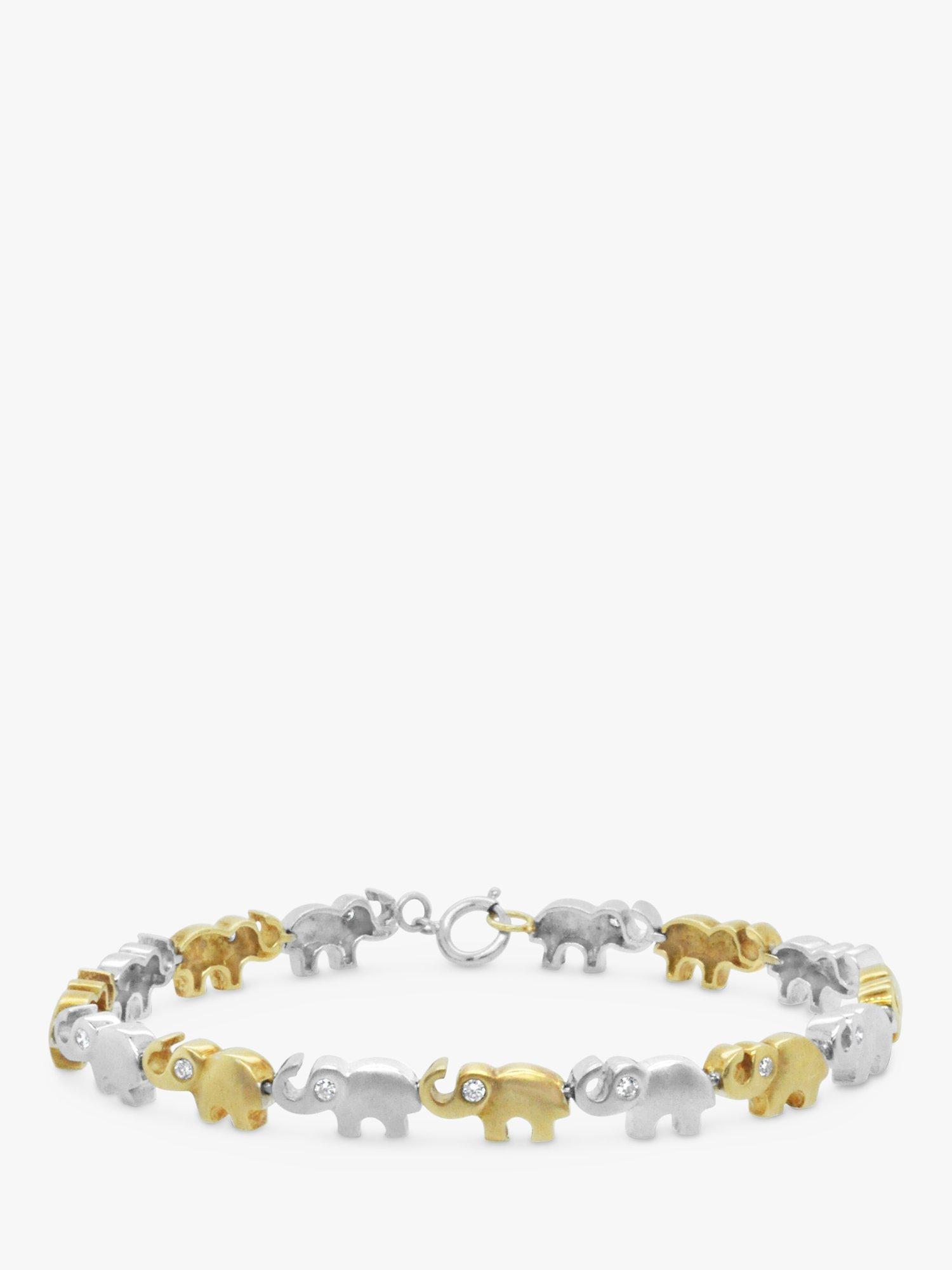 Product image 3 of 3, which shows Milton & Humble Jewellery Pre-Loved 9ct White & Yellow Gold Diamond Elephant Chain Bracelet