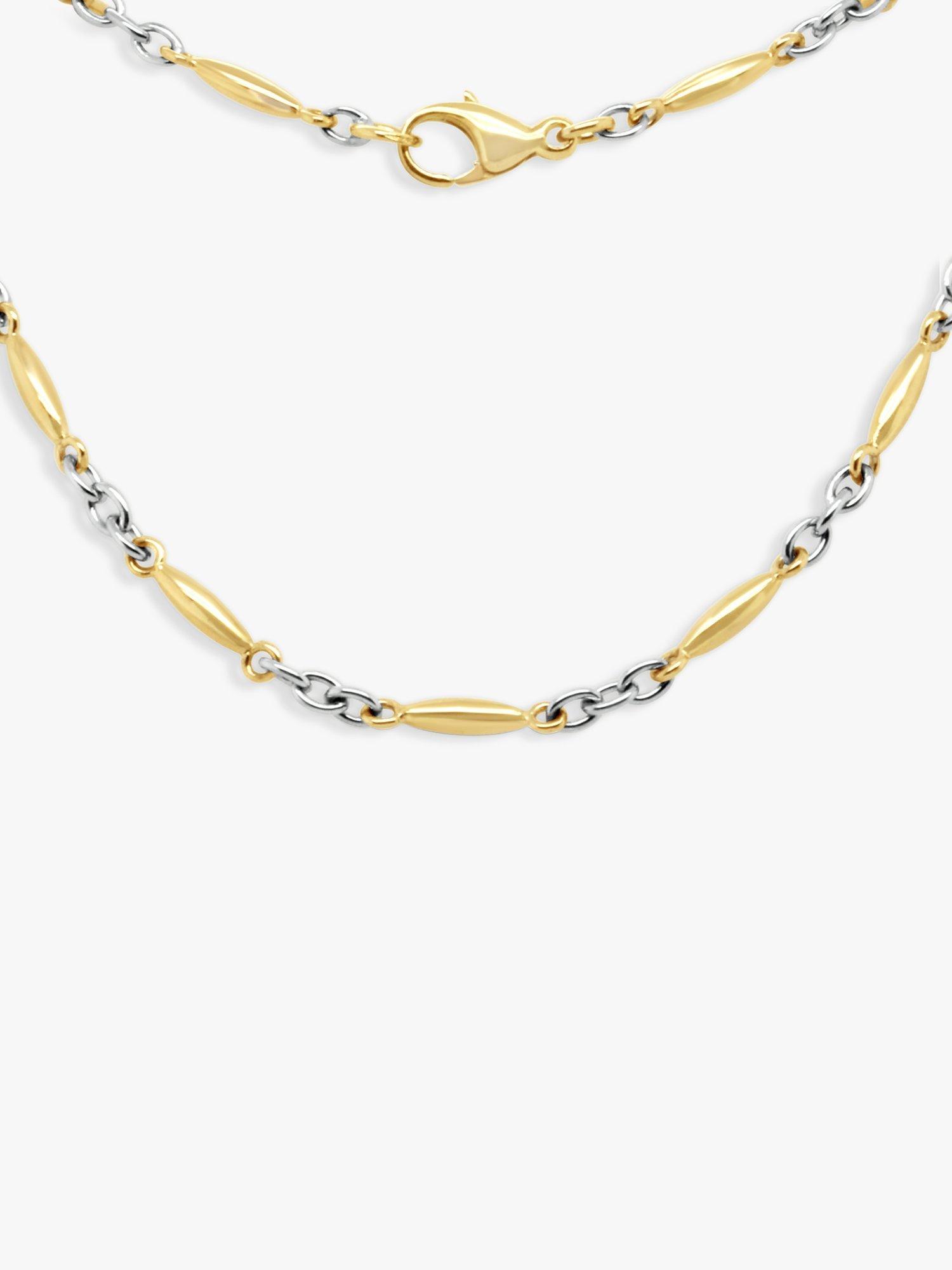 Product image 2 of 2, which shows Milton & Humble Jewellery Pre-Loved 9ct White & Yellow Gold Torpedo Link Chain Necklace, Dated Birmingham 2001