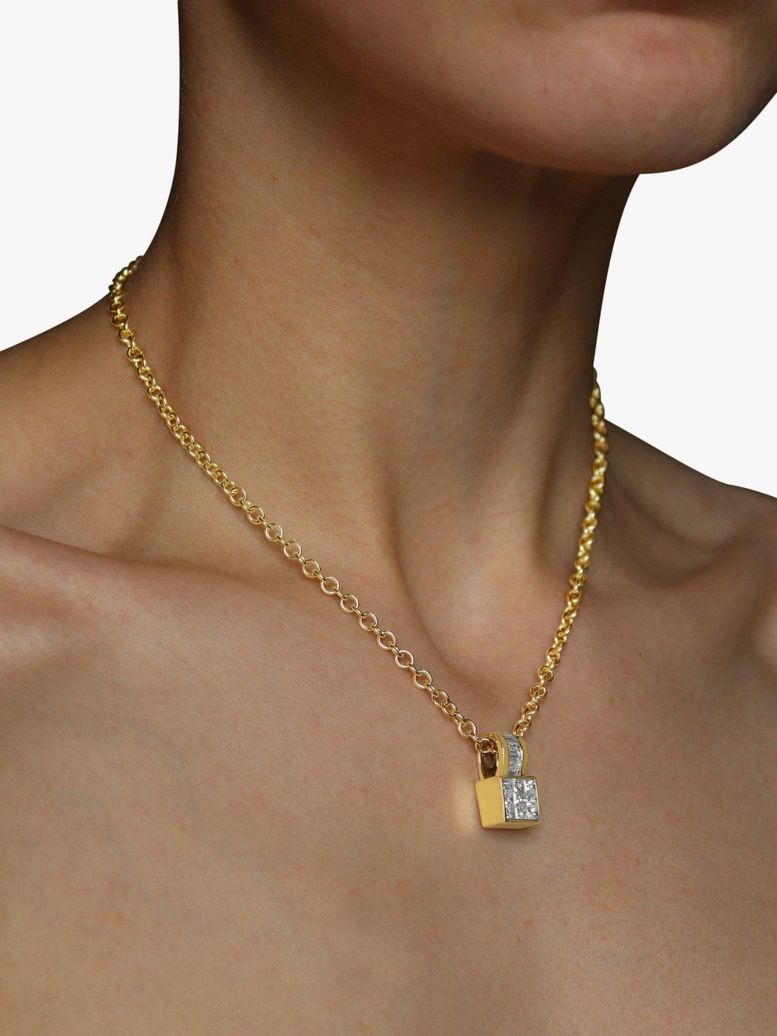 Milton & Humble Jewellery Pre-Loved 18ct Yellow Gold Diamond Square Pendant Necklace