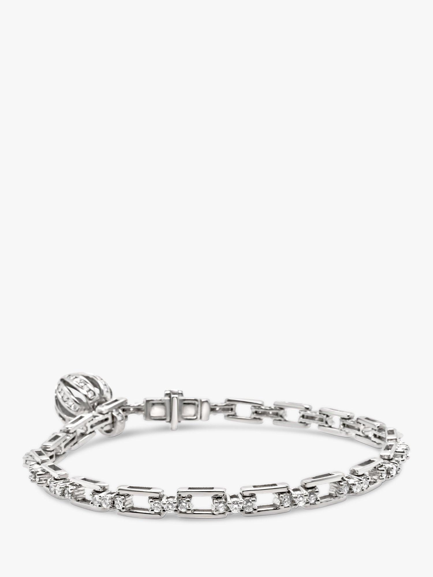 Product image 1 of 4, which shows Milton & Humble Jewellery Pre-Loved 14ct White Gold Diamond Link  Bracelet
