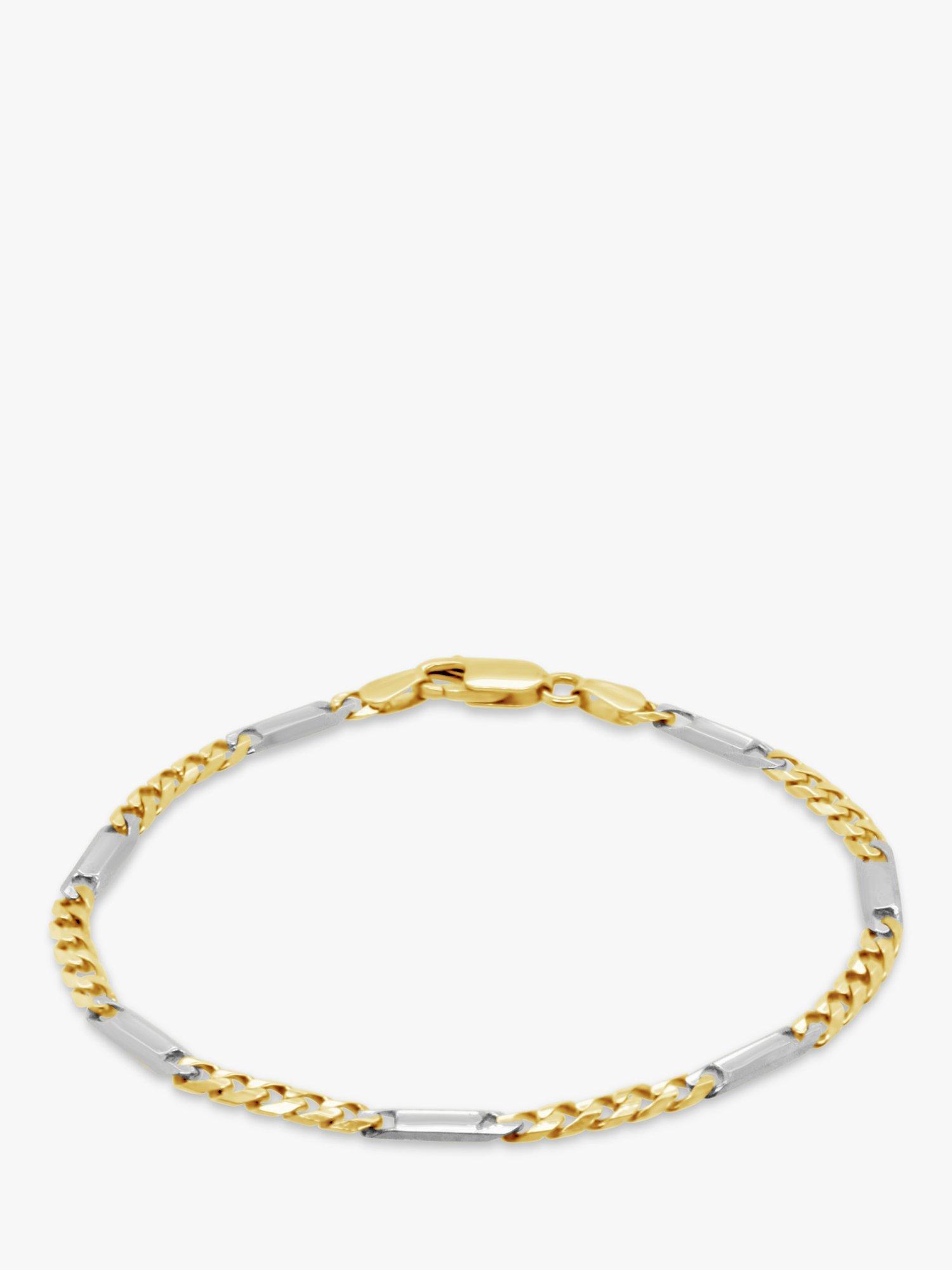 Product image 1 of 3, which shows Milton & Humble Jewellery Pre-Loved 9ct White & Yellow Gold Curb Chain Bracelet, Dated 1995