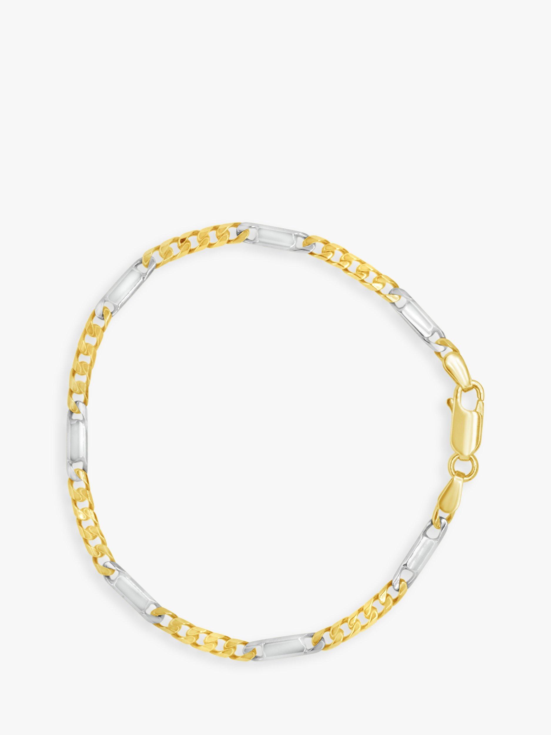 Product image 3 of 3, which shows Milton & Humble Jewellery Pre-Loved 9ct White & Yellow Gold Curb Chain Bracelet, Dated 1995