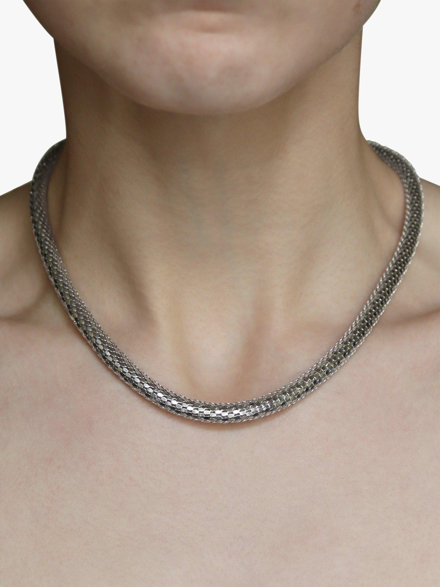 Product image 1 of 3, which shows Milton & Humble Jewellery Pre-Loved 9ct White Gold Tubular Chain Necklace