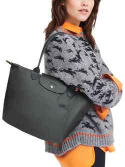 Longchamp Le Pliage Green Recycled Canvas Medium Tote Bag - view 2, Graphite