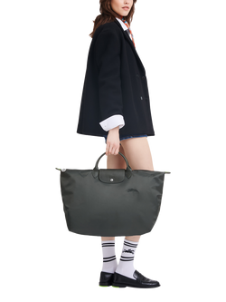 Longchamp Le Pliage Green Recycled Canvas Large Travel Bag - view 2, Graphite