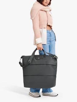 Longchamp Le Pliage Green Recycled Canvas Expandable Travel Bag - view 2, Graphite