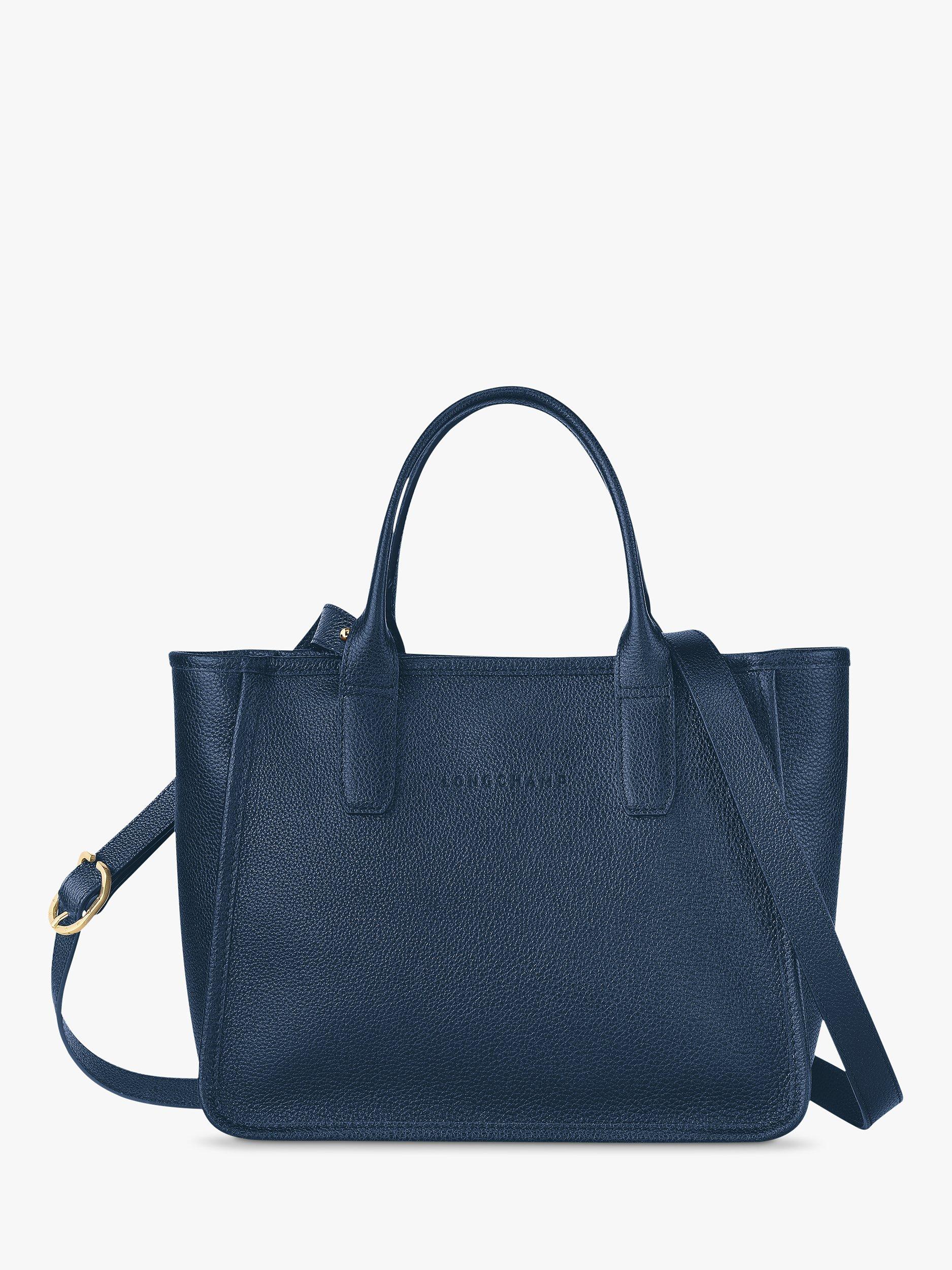 Longchamp Le Foulonné Leather Top Handle Bag, Navy