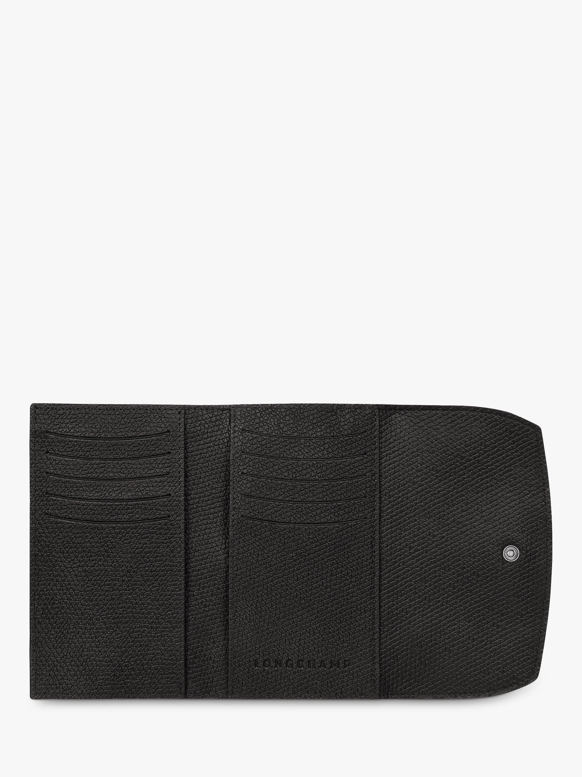 Product image 2 of 3, which shows Longchamp Le Roseau Leather Compact Wallet, Black