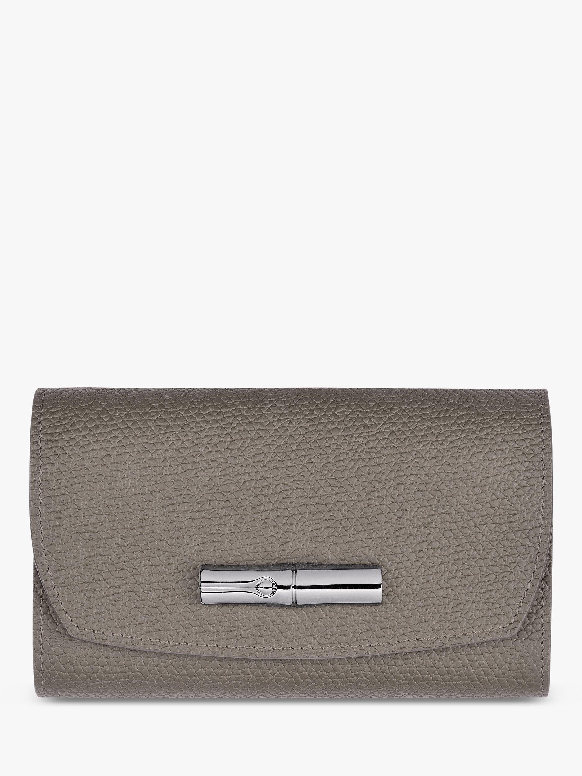 Longchamp Le Roseau Leather Compact Wallet, Turtledove