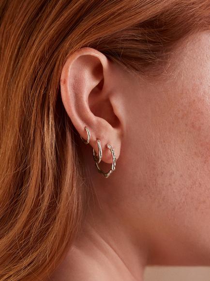 Monica Vinader MV Siren™ Muse Huggie Earrings - view 2, Silver