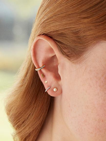 Monica Vinader Mini Pearl Stud Earrings - view 2, Gold