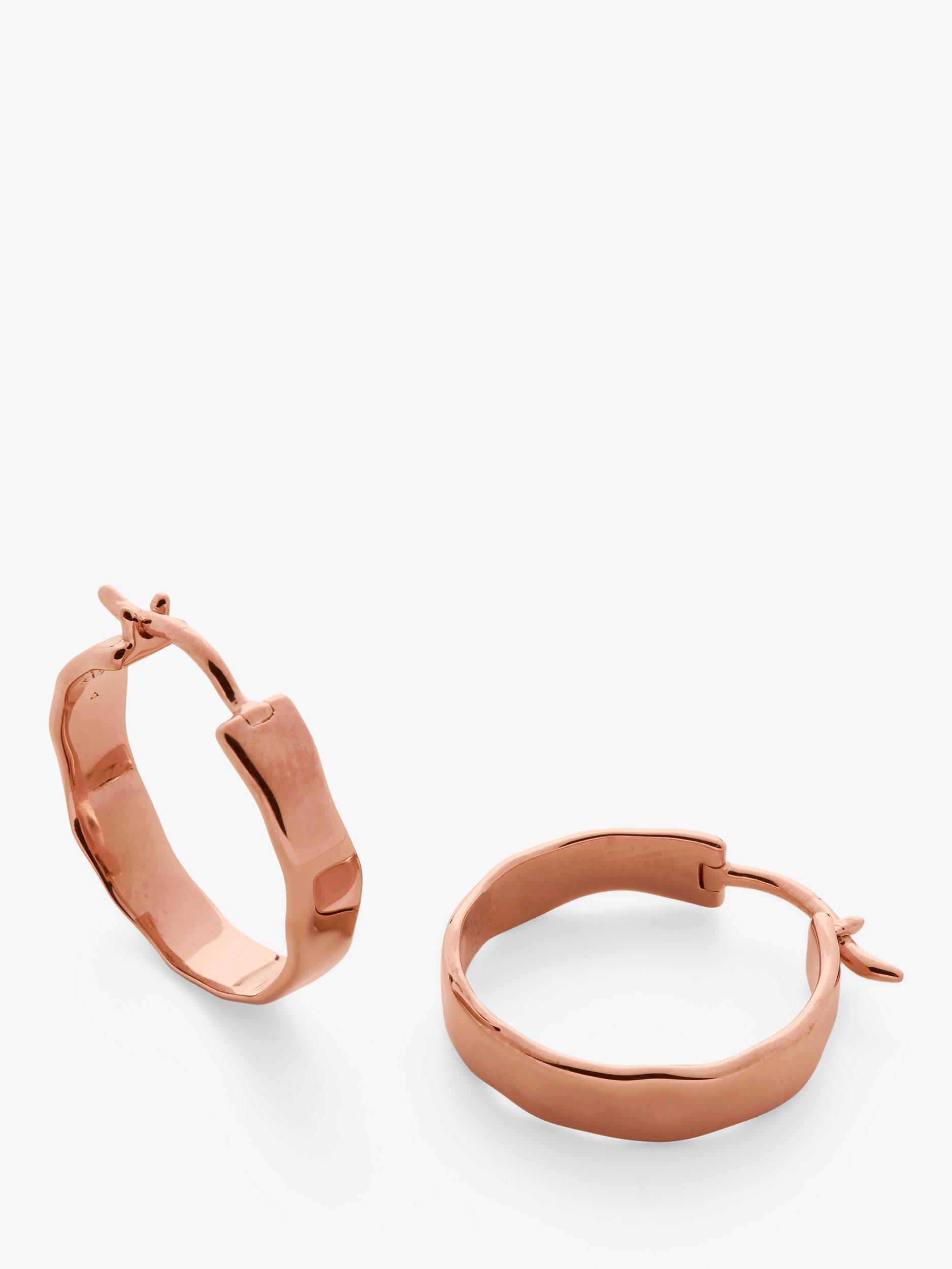 Product image 1 of 3, which shows Monica Vinader Siren Muse Wave Hoop Earrings, Rose Gold