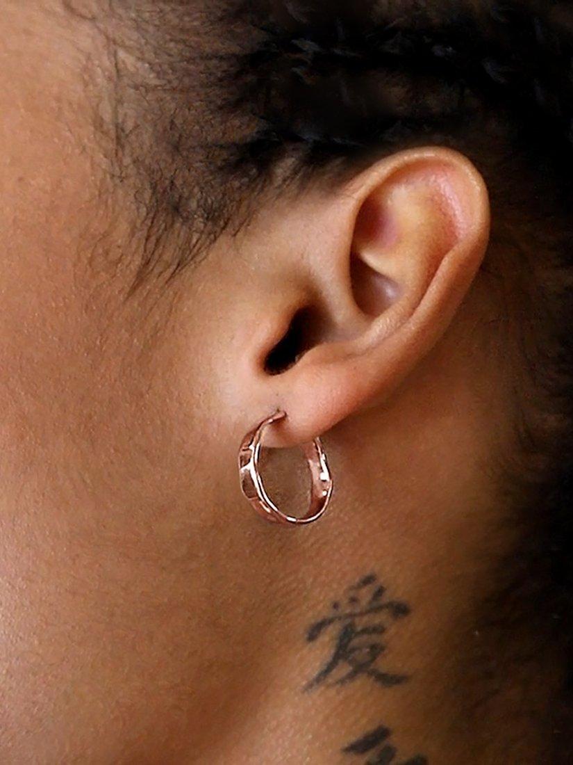 Product image 2 of 3, which shows Monica Vinader Siren Muse Wave Hoop Earrings, Rose Gold