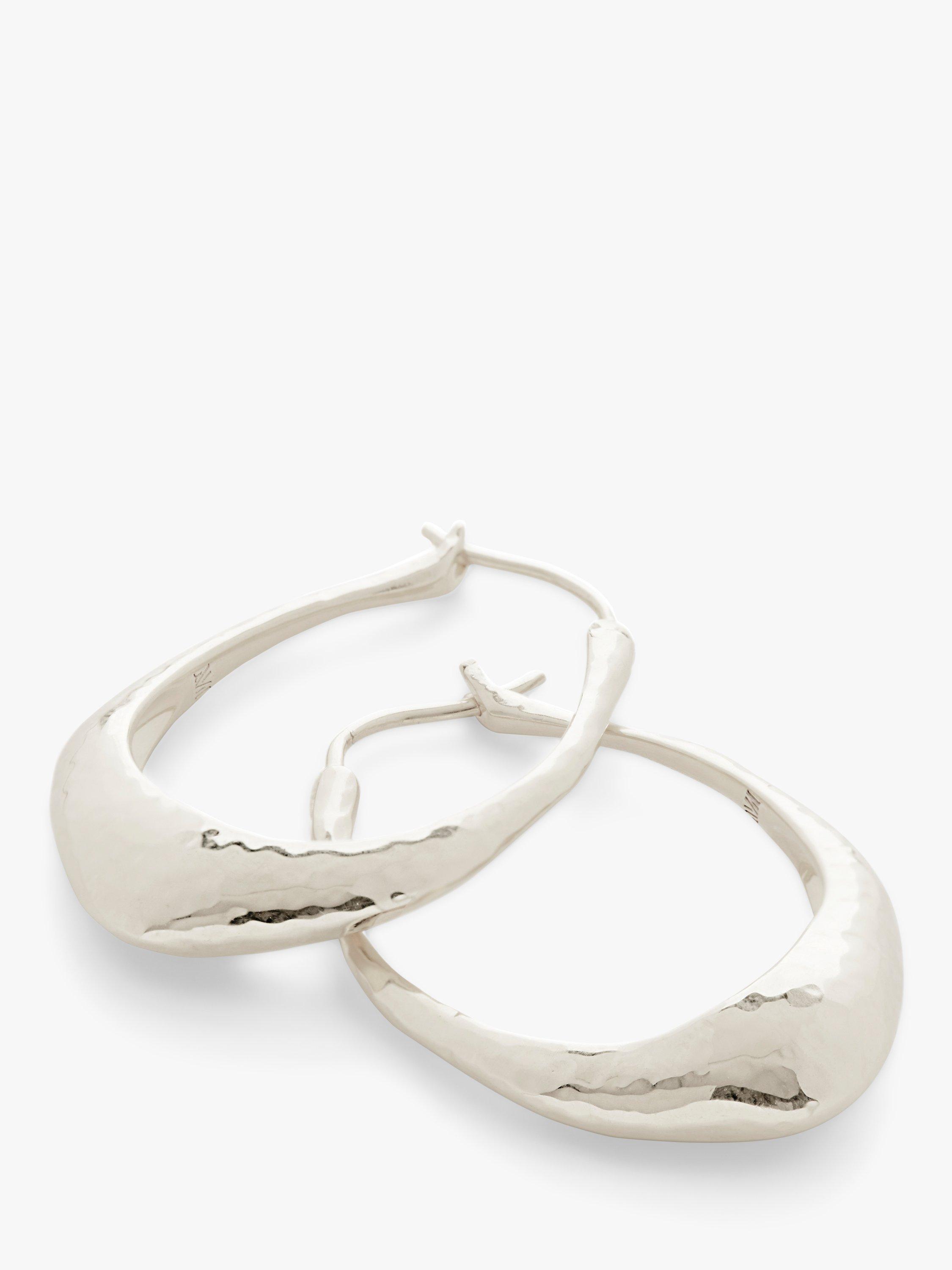 Product image 1 of 4, which shows Monica Vinader Deia Medium Hoop Earrings, Silver