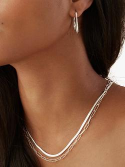 Monica Vinader Deia Medium Hoop Earrings, Silver - view 2, 