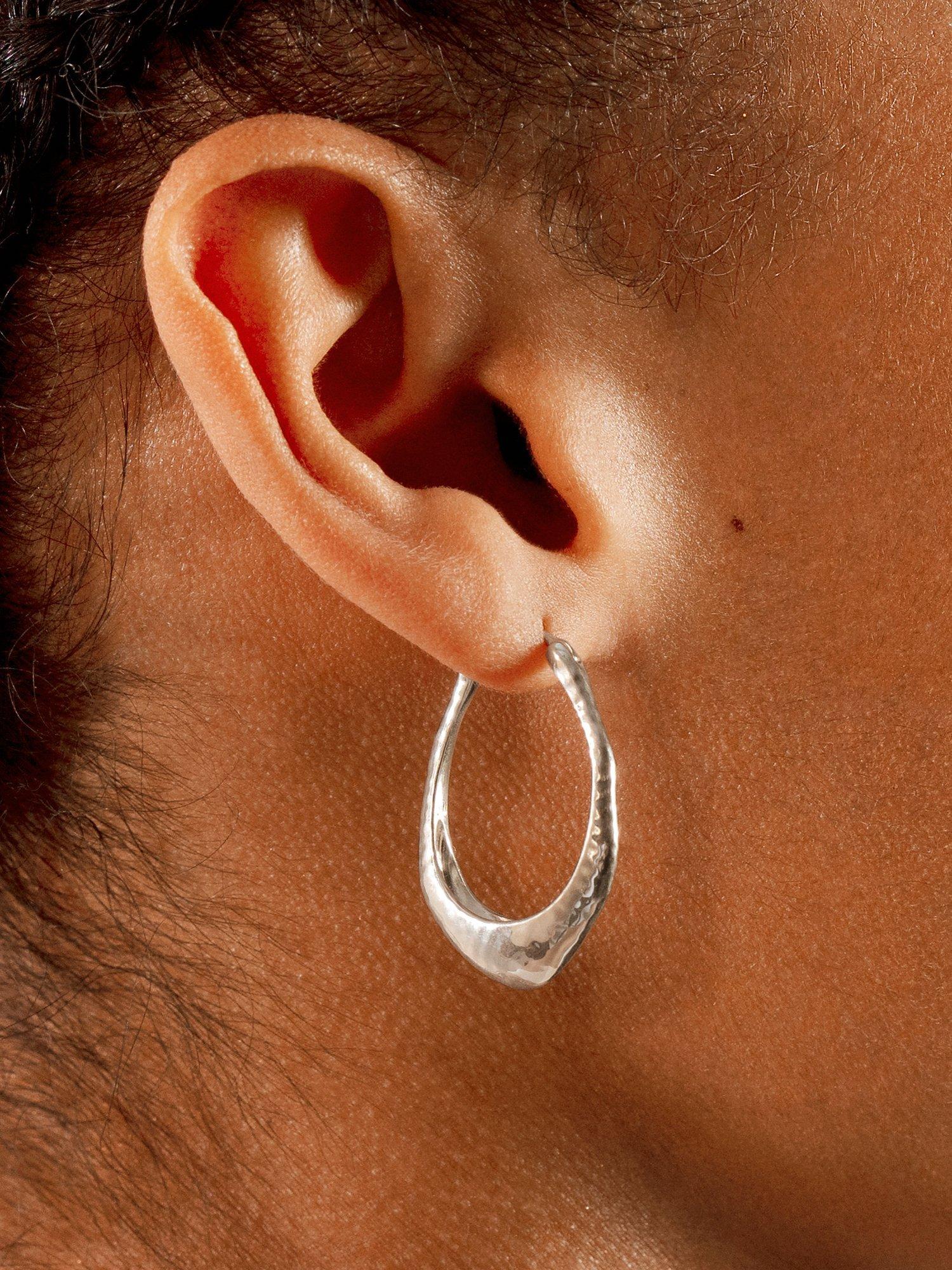 Product image 4 of 4, which shows Monica Vinader Deia Medium Hoop Earrings, Silver
