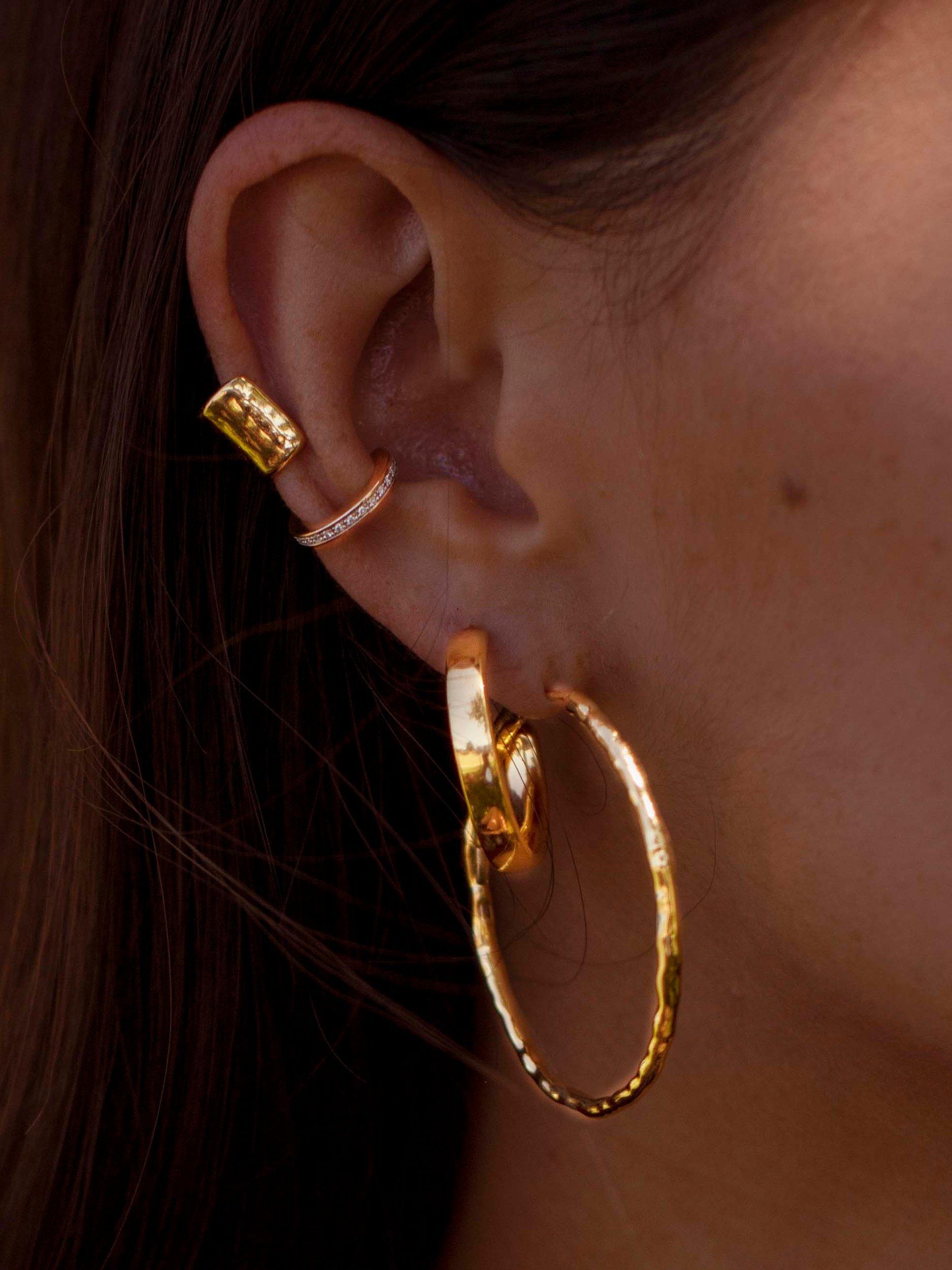 Product image 2 of 3, which shows Monica Vinader Siren Muse Wave Hoop Earrings, Gold