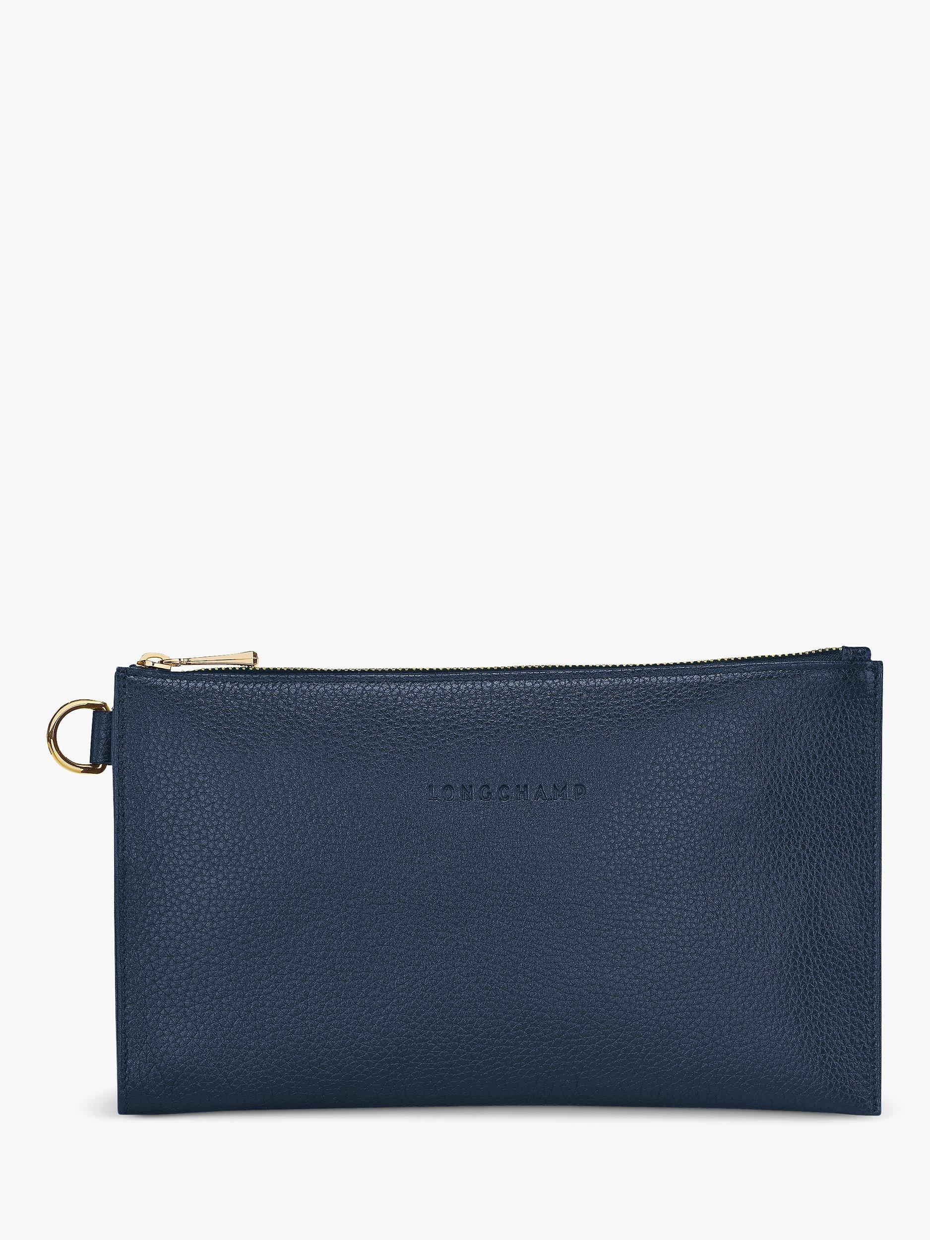 Longchamp Le Foulonné Leather Pouch Bag, Navy