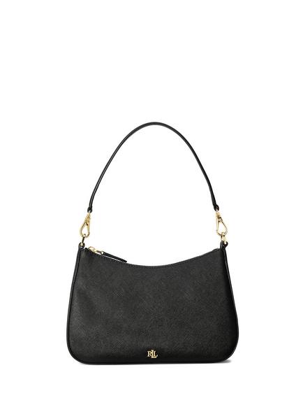 Lauren Ralph Lauren Danni 26 Crosshatch Leather Shoulder Bag, Black