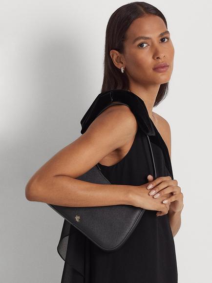 Lauren Ralph Lauren Danni 26 Crosshatch Leather Shoulder Bag - view 2, Black