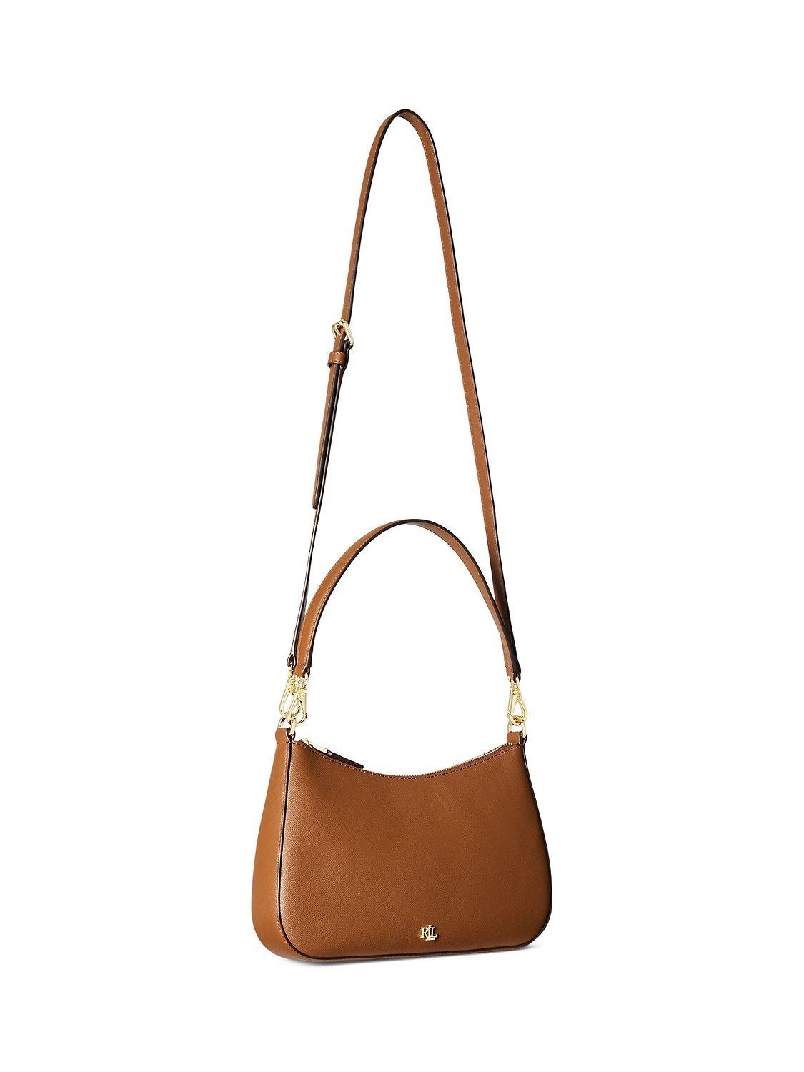 Product image 3 of 6, which shows Lauren Ralph Lauren Danni 26 Crosshatch Leather Shoulder Bag, Lauren Tan