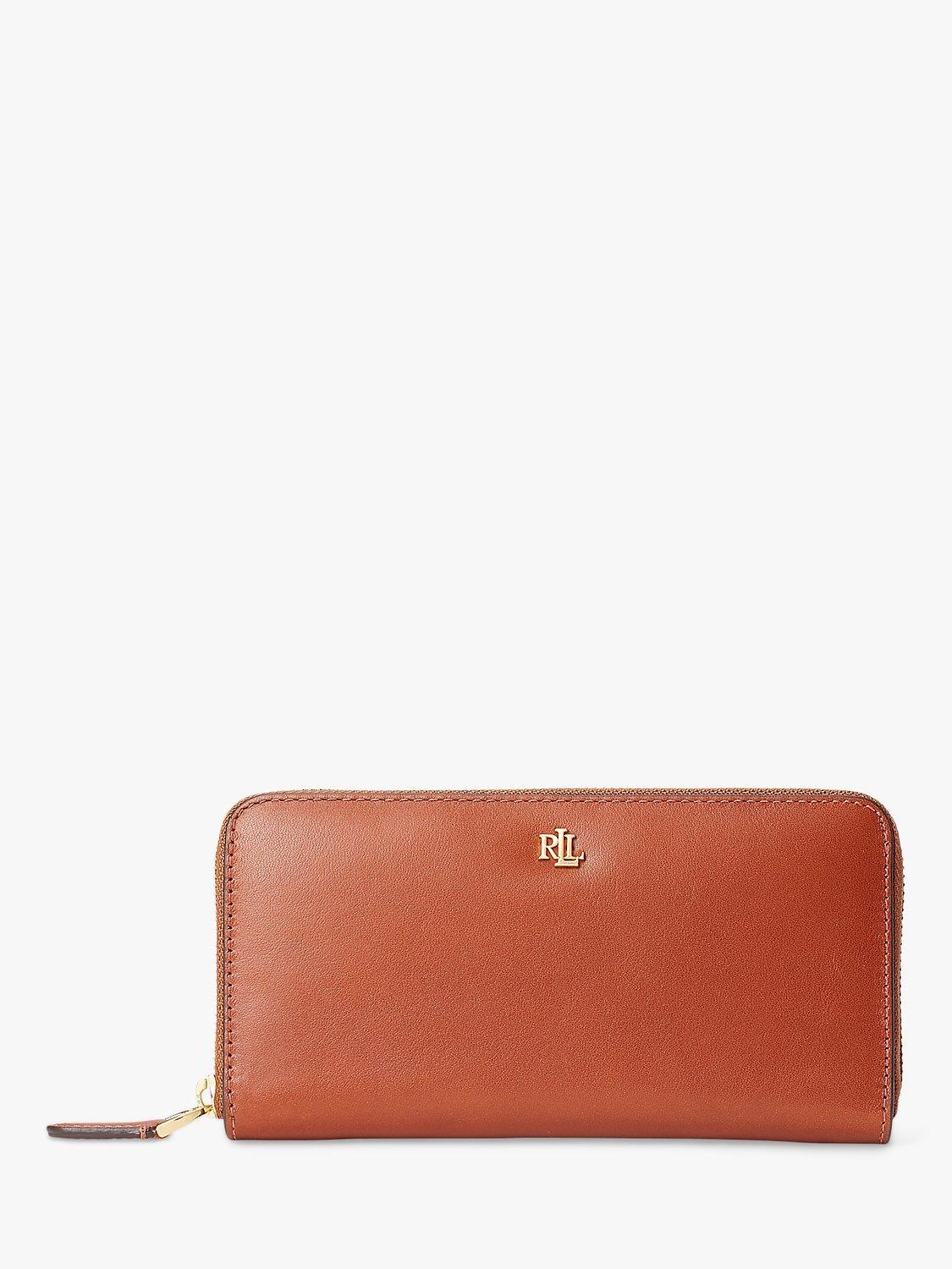 Product image 1 of 3, which shows Lauren Ralph Lauren Continental Leather Zip Purse, Lauren Tan