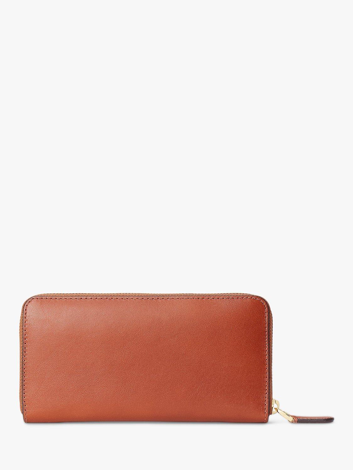 Product image 2 of 3, which shows Lauren Ralph Lauren Continental Leather Zip Purse, Lauren Tan
