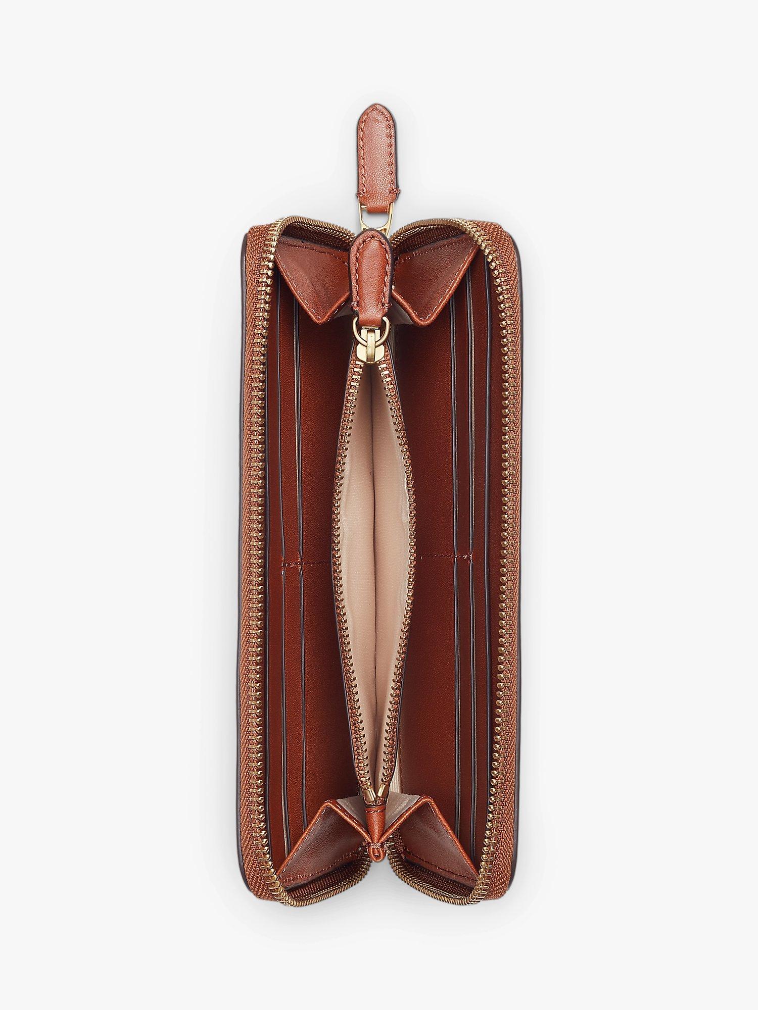 Product image 3 of 3, which shows Lauren Ralph Lauren Continental Leather Zip Purse, Lauren Tan