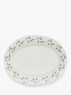 Sophie Conran for Portmeirion Mistletoe Porcelain Oval Serving Platter, 37cm, White/Green, White/Green