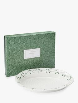 Sophie Conran for Portmeirion Mistletoe Porcelain Oval Serving Platter, 37cm, White/Green - view 2, White/Green