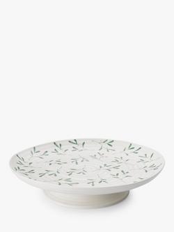 Sophie Conran for Portmeirion Mistletoe Porcelain Cake Stand, 32cm, White/Green, White/Green