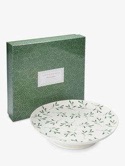 Sophie Conran for Portmeirion Mistletoe Porcelain Cake Stand, 32cm, White/Green - view 2, White/Green