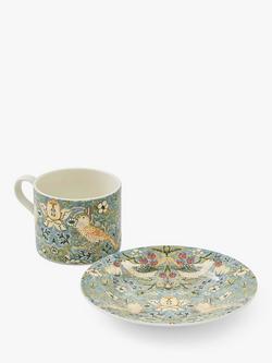Morris & Co. Spode Strawberry Thief Cup & Saucer, 280ml, Blue/Multi, Blue/Multi