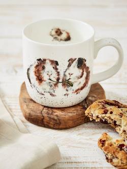 Wrendale Designs Lettuce Be Friends Guinea Pig Bone China Mug, 310ml, White/Brown - view 2, White/Brown