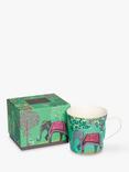 Sara Miller Escape to India Elephants Oasis 22ct Gold Fine China Mug, 340ml, Jade/Multi