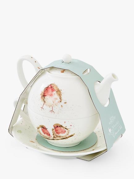 Wrendale Designs Robin Tea For One Bone China Teapot, 300ml, Cream/Multi - view 2, Cream/Multi